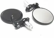 Generic 22mm Black Motorcycle Round 7/8"" Bar End Rearview Side Mirrors For Bobber Cafe Racer Modified Handle Black Mirror Reflector Refit Motorbike Accessories