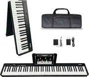 YUEOIN 88 Key Foldable Electronic Piano,Semi-Weighted Keys Piano,digital piano,Portable Electric Piano, the strength touch key,support USB/MIDI,Speakers,Pedal (Black)
