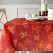 Poinsettia Scroll Printed Rectangle Fabric Table Cloth Winter Holiday 60*104
