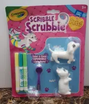 Crayola Scribble Scrubbie Pets Dog & Cat Set w/Markers and Scrubber Fefe & Mika