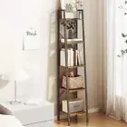 Ladder Shelf, Bookshelf Bookcase, 5 tier(11.8"D x 13.4"W x 63"H) Rustic Brown