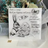 在飛比找蝦皮購物優惠-H 0783 兔子畫家 thank you 兔子印章 復活節