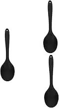 QUMIIRITY 3pcs Silicone Soup Spoon Chinese Stirrer Smooth Handle for Rice Fluffing Nonstick Cooking Utensils