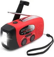 Dilwe Emergency Weather Radio, Hand Crank Radio LED Flashlight Solar Powered for Household Camping Outdoor Survival (Black)