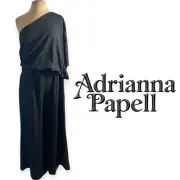 Adrianna Papell black wide leg one shoulder jumpsuit plus size 16W