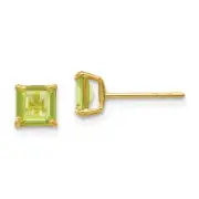 Madi K Kid's Earrings 14k Peridot 5mm Square Casted Post Back Closure