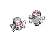 Pair 6mm Skull Crossbones M6 Bolts & Nuts/Licence Plate Screws Red Eyes