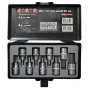 Force 4101 1/2" Dr. Hex Socket Bits 9pc H4-17mm Metric / 5/32-5/8" Imperial Set