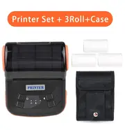 80mm Thermal Printer Portable Receipt Ticket Wireless Bluetooth Mobile Pocket Bill Printer Android Phone PC Printer Orange 3Roll Case