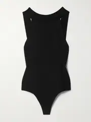 [KHAITE] KHAITE - Campagna Open-back Stretch-knit Thong Bodysuit - Black - large large Black