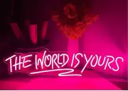 The World Is Yours Pink Vivid Flex LED 24"x6" Neon Sign Light Lamp Wall Decor