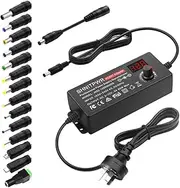 SHNITPWR 60W Universal Power Supply Adjustable DC 3V 4V 4.5V 5V 6V 7V 7.5V 8V 9V 10V 11V 12V Variable Power Adapter 100V-240V AC to DC Converter 1A 2A 2.5A 3A 4A 5A with 14 Tips & Polarity Converter
