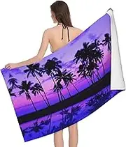 JBYJBX Palm Tree Purple Sunset Print Beach Towel Quick Dry Sandproof Microfiber Beach Bath Towel for Travel Pool Camping