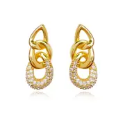 Culturesse Clarette Sterling Silver 18K Gold Plating Austrian Zirconia Earrings