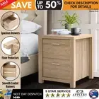 Bedside Table Lamp Side Tables with Drawers Nightstand Unit Beige Wood Bedroom