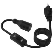 Extension Cord with Switch 3-Prong Indoor Black Extension Cord1625W 18AWG Ext...