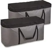 2 Pack Cushion Storage Bag (47 Gal x2) 35 Inch with Zipper & Padded Handle, Outdoor 600D Water-resistant Dustproof Patio Home Storage Bag, (35"Wx12"Dx25"H, M)