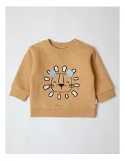 [Sprout] Lion Applique Sweat in Tan