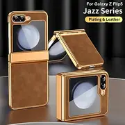Phone Case For Samsung Galaxy Z Flip 6 Z Flip 5 Z Flip 4 Z Flip 3 Flip Cover Shockproof Retro Plating PC PU Leather
