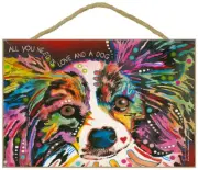 All You Need is Love and a Dog Papillon Sign 7" x 10.5" plaque Dean Russo