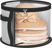 AOODA Oversized Clear Hat Storage Bag for Women, Holds up to 7 Caps Cowboy Hat Organizer for Closet, Wide Brims Hat Case with Carrying Handles (Grey)