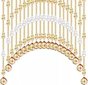 Beaded Curtain Door, Clear Faux Crystal Beaded Curtain Glitter Beaded Doorway Curtain Crystal Clear Garland Hanging Bead Curtain (Color : Gold, Size : 21)
