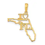 14K Yellow Gold Solid Florida State Pendant