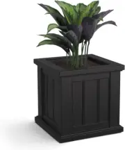 Cape Cod 14In Square Planter - Black - 14In L X 14In W X 14In H - with 3.1 Gallo