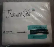 New Vintage Wards Treasure Chest Double Bed Fitted Bottom Sheet White Muslin