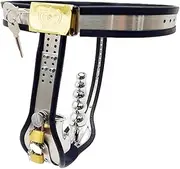 SAHOOSAFETY Metal Stainless Steel Penis Cage Chastity Cage Anal Plug Lock With Removable Catheter Sexy Chastity Belt Underwear SM Sex Toys for Men and Women(100-110cm)