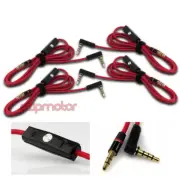 4PCS 4FT 3.5MM AUX REPLACEMENT AUDIO CABLE RED W/CONTROL TALK IPHONE 5 4S 4 IPOD