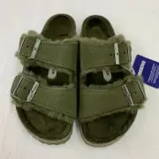Birkenstock New w/ Box Arizona Shearling Thyme Suede Leather Regular Select Size