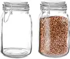 Set of 2 Large Glass Mason Jar with Lid (3 Liter) | Airtight Glass Storage Co...