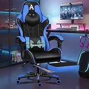 ALFORDSON Gaming Chair Blue Color Ethan Series, Video Game Racing Style Seater with Massage Lumbar Cushion and U-Shape Headrest, High Back Ergonomic Reclining Desk Chair with Footrest for Home Office