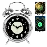 4 Inches Silver Twin Bell Super Loud Alarm Clock >