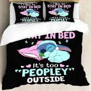 a2005 Stitch Bedding Duvet Cover, Anime Bedding Sets, 3D Printed Lightweight 3 Pieces Comforter Cover Sets with 1 Duvet Cover and 2 Pillow Pillowcases