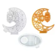 Moon Shape Tealight Holder Molds with Base for DIY Candlestick Holder