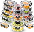 15 Pack Glass Food Storage Containers with Lids Airtight Leak Glass Meal Prep G