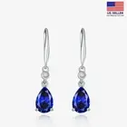 Women 925 Sterling Silver Earrings Triangle Tassel Color Crystal Teardrop 1392