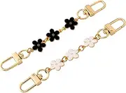 2Pcs Purse Strap Extenders Black White Crossbody Straps Replacement Bag Chains Decoration Accessories 5 Inches Shoulder Chains Extension Fit for Crossbody Handbag Purse Pochette Charms (Plum Bossom S)