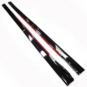 4PCS Carbon Look/Black 2.4m Universal Side Skirt Extensions Car Side Skirts Winglet Splitters Lip Compatible for BMW Benz Honda(Carbon red Edge)