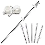 Adjustable Flag Pole Stainless Wall Mount Pole Tangle Free Rotating Rings, 6Ft