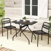 3PC Outdoor Bistro Set Patio Furniture Steel Table and Chairs Black