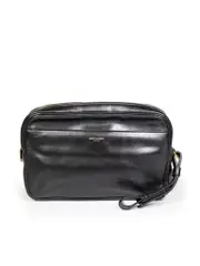 Black Leather Medium Clutch Bag