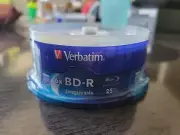 Verbatim BD-R 25GB 6X Blu-ray Recordable Media Disc- 25 Pack Spindle New, Sealed