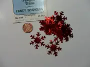 Vintage Red Metallic Snowflake Sequins - 15 pcs.