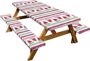 Picnic Table Covers with Bench Covers | Watermelon Print Outdoor Bench Elastic Picnic Table - Lightweight Picnic Bench Covers Camping Table for Picnics Barbecues