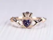 Claddagh Alexandrite ring 14K Solid Gold