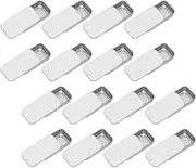 Holibanna Small Slide Top Tin Lip Balm Tins with Lids 16pcs Rectangular Metal Tins Containers for Lip Balm Candies Jewelry Crafts Storage Kit Silver