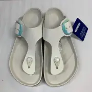Birkenstock New w/ Box Gizeh Big Rainbow Buckle White Leather Exquisite Regular